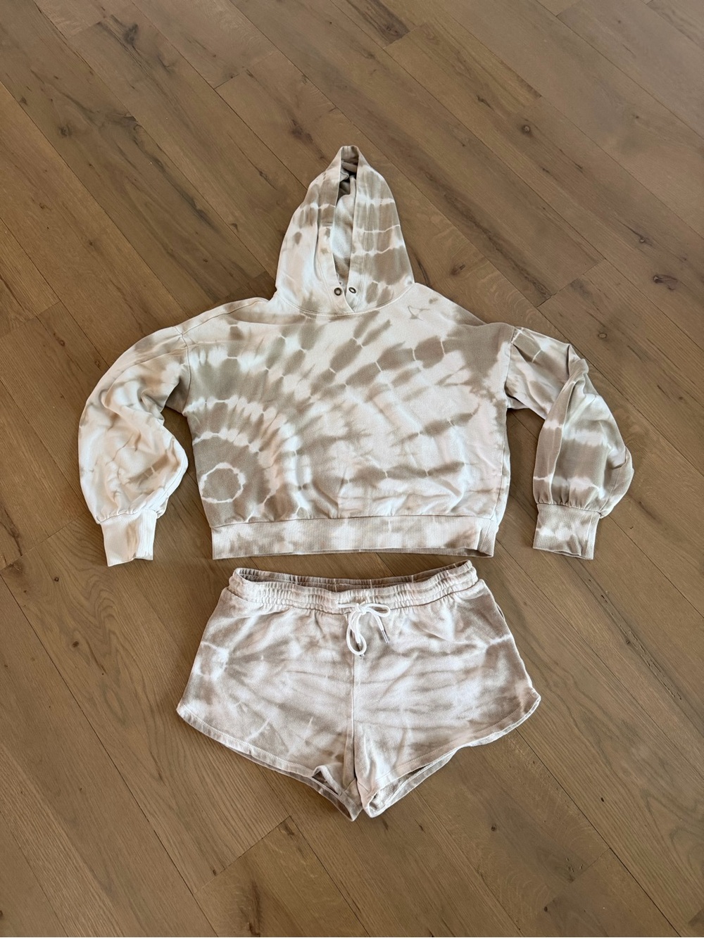 Z Supply Taupe Tie-Dye Hoodie Set - Beige & Cream. Like new!